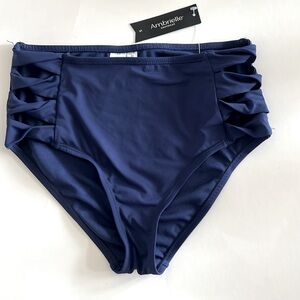 Ambrielle High Waisted Blue Bikini Bottoms Small